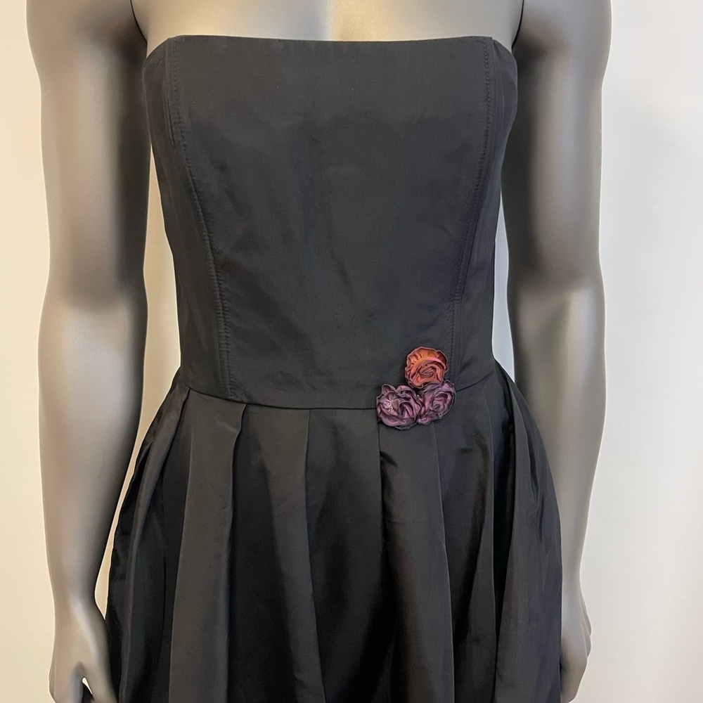Gunne Sax Dress 7 Black Jessica McClintock Floral Formal Short Cocktail Straples - Picture 4 of 10